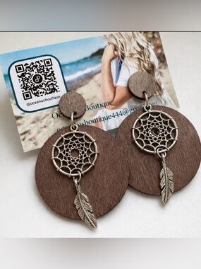 - Wood/rustic dream Catcher earrings